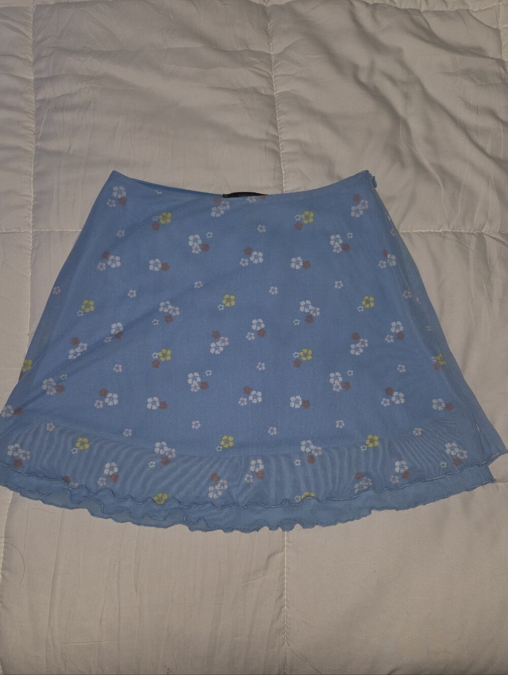 Forever 21 Light Blue Floral Skater Mini Skirt